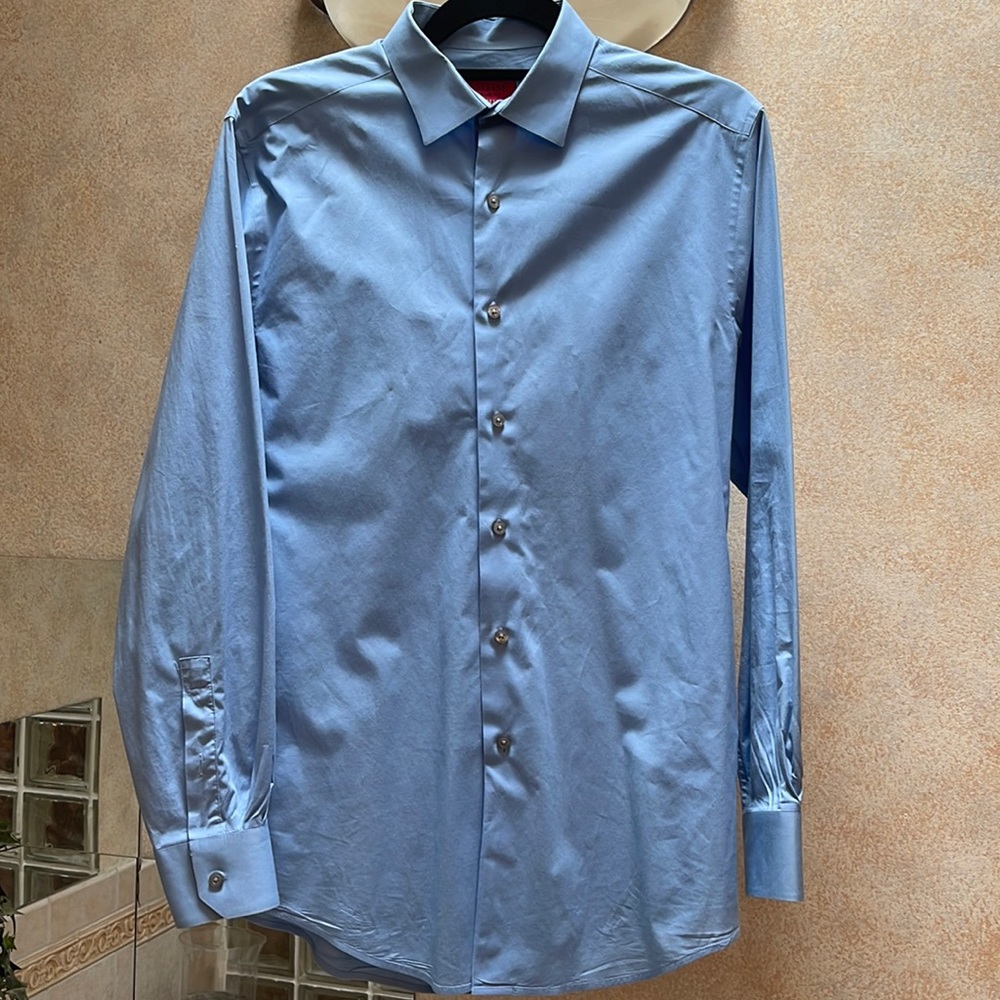 Alfani slim fit light blue dress shirt, size S, 14-14-1/2, 32-33